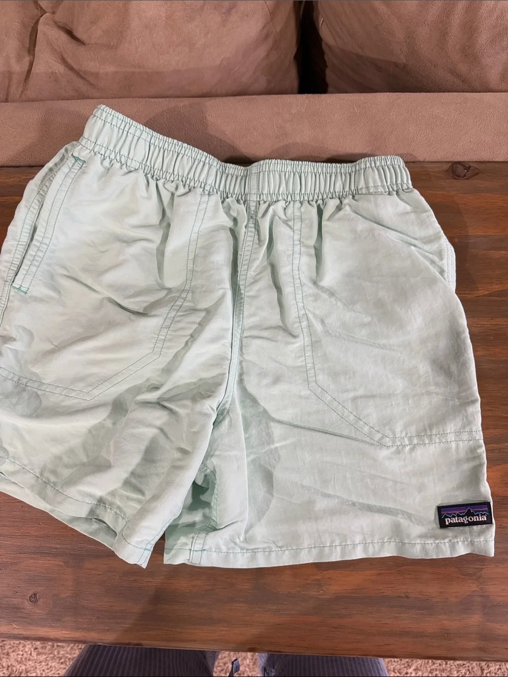 Patagonia kids Light Mint Casual Elastic-Waist swim shorts
